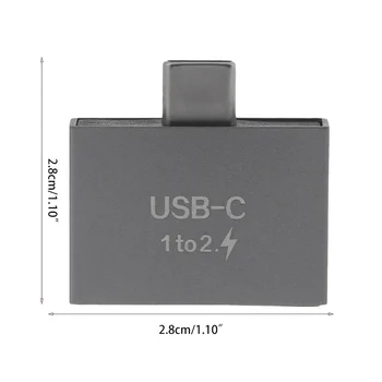 USB конектор C Male To Dual USB C Female Сплитер, конвертор, адаптер, удължителен кабел за зарядно устройство, USB C PD, PC, лаптоп