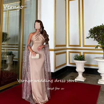 Verngo Саудовско-Арабски Дамски официални вечерни рокли от Коприна сатен сако с пайети на спагети презрамки, дълги рокли за абитуриентски бал Abendkleider 2023