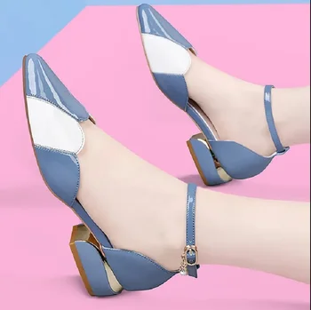 Zapatos De Mujer/ Модни Сладки Европейските Елегантни Цветни Обувки с Високо Качество на Квадратен Ток, за Офис Жени, Сладки Обувки F6136