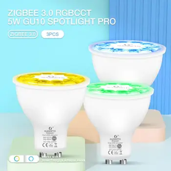 ZigBee 3.0 Smart GU10 Фокус Pro 5 W RGB CCT Led Лампа С Регулируема Яркост Magic Bulb Подкрепа Алекса Google App / Voice / RF Чрез портала на Zigbee