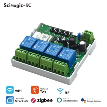 Zigbee 3,0 Портал 1CH RF Smart Switch 12V 24V AC DC WIFI Sasha Дистанционно Управление 433 Прекъсвач Светлина 10А Release самостоятелно блокиране