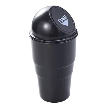 Авто кофа за боклук с капак За съхранение на отпадъци е Подходящ за поставки за чаши след в конзолата или врата (черен)