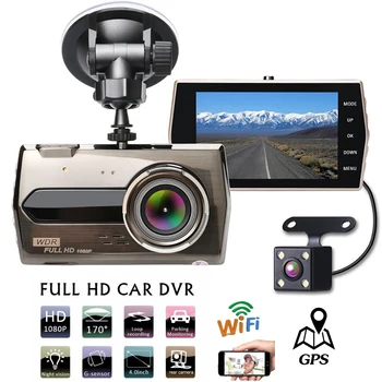 Автомобилен Видеорекордер WiFi Full HD 1080P Dash Cam Камера за Автомобил автомобил с Видео Монитор Автоматична Паркинг за Нощно Виждане Черна Кутия, с GPS Тракер