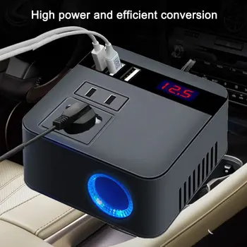 Автомобилен инвертор на мощност 120 W с пикови напрежение от 12v до 220v с led дисплей QC 3.0, USB-изход, зарядно устройство, Конвертори за бързо зареждане, Инвертори
