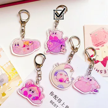 Акрилен ключодържател Сладък Kawaii Kirby, ключодържател, чанта, висулка за телефон, украса, аниме-периферия, Оригиналност, играчки за момичета от карикатури, подарък