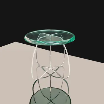 Акрилен Стол Прозрачен Ниско Столче в минималистичном стил за дневната, Скандинавски Малка кръгла Табуретка