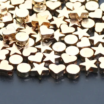 Акрилни мъниста 6-8 мм Златен цвят Love Heart Star Кръгли мъниста-подпори CCB за бижута направи си САМ Бижута, перли, Аксесоари ръчна изработка