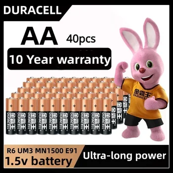 Алкална батерия DURACELL AA 1.5 V 40PCS 2A R6 UM3 E91 MN1500 Суха батерия За безжична мишка, Mp3, led лампи, Играчки, Фотоапарати