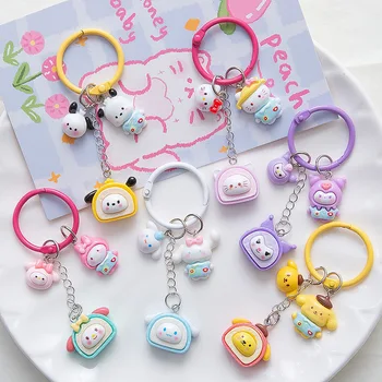 Аниме Hello Kitty Kuromi Ключодържател, Ключодържател, Аксесоари за раницата, Кукла Kawai, Карикатура, Подаръци за рожден Ден Cinnamoroll