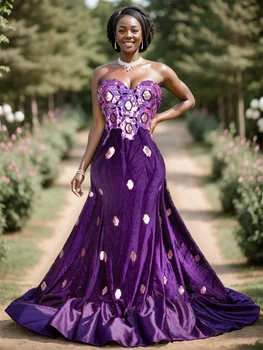 Африканска кадифе лейси плат Луксозна Нигерийская Френска лейси плат с пайети 2024 високо качество сватбени рокли за партита Sew TY3594