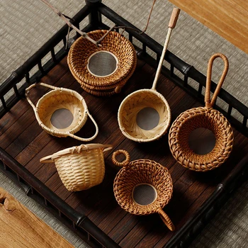 Бамбукови ситечки за кафе, Посуда и прибори за чайна церемония, Интериор на маса, Чаена съдове, Кухненски инструмент, Фуния за варене на чай от японски ратан, аксесоари