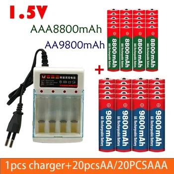 Безплатна Доставка 1,5 Акумулаторна батерия AAA 8800 mah + AA 9800 ма с Алкални технологията е Подходяща за Играчки Бръсначи + зарядни устройства