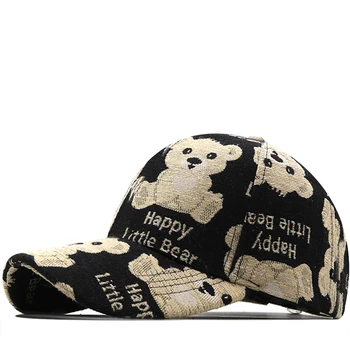 Бейзболна шапка с хубав Мечка, Нова Пролетна Шапка от слънцето с принтом Куче, Мъжки, Дамски, Унисекс-Тийнейджърката Памучен бейзболна шапка, Модни реколта шапка в стил хип-хоп