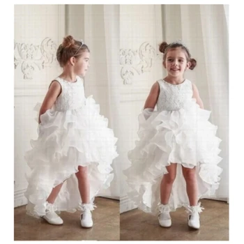 Бели рокли-паутинки за момичета-цветочниц без ръкави, Очарователен рокли на принцеси за сватбени партита, бала, първо причастие, подарък за деца Dream Kids