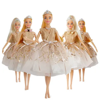 Блестяща вечерна рокля на принцеса ръчно изработени Пола на 30 см 1/6 BJD Barbies Кукла с Аксесоари за облекло Играчка, Подарък за рожден Ден за момичета