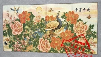 Бродерия Краси Окачени Картини С Образа на Цветя на Божур и Птици