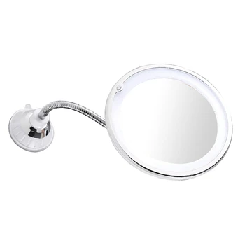 Бяло огледало със завъртане на 360 градуса LED 10X С трайно вендузата Преносимо безжично пътно огледало за дома