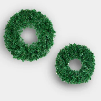 Венец 30/40/50 cm, изкуствени зелени дръжки на венци от PVC, Сезонен Дом венец, Коледен венец от лента, есенен венец за входната врата