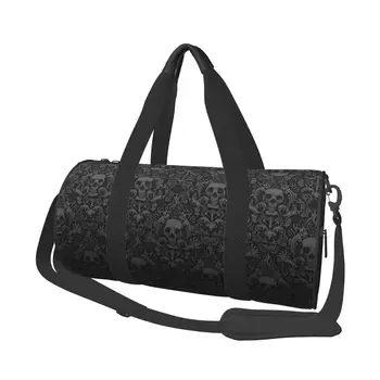 Викторианската готическата спортна чанта с черен череп под формата на черепа, модерни преносими спортни чанти, обувки, чанта с принтом, ретро чанта за фитнес за двойки