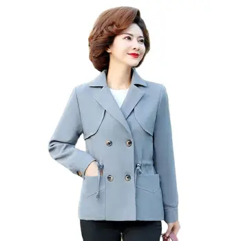 Висококачествено дамско сако с V-образно деколте и Дълъг ръкав, Пролет-есен 2023, Нова Свободна Модни Горно облекло за майките, Дамско палто