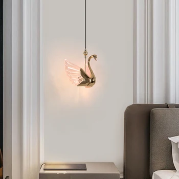 Висящи лампи TEMAR Nordic Swan Тела Модерна креативната led полилей за домашен интериор на дневната и трапезарията