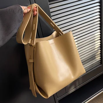 Дамска чанта-кофа от Изкуствена кожа с Голям капацитет, Пролет-Лято 2023, Нова Висококачествена Текстурная Чанта През рамо, Популярна Чанта-Кофа