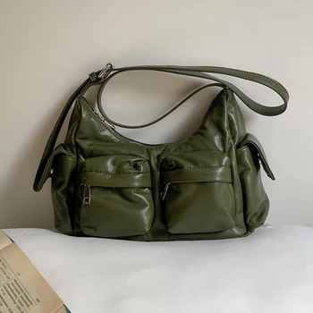 Дамска чанта-месинджър, луксозни дизайнерски чанти и портфейли 2023 година на Издаване, новост от винтажной изкуствена кожа, с много джобове през рамо