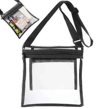 Дамски прозрачна, водоустойчива чанта-месинджър от TPU, преносима чанта през рамо с цип, одобрен стадион, регулируем чанта през рамо
