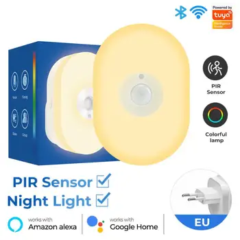 Датчик за движение PIR, Wi-Fi, безжичен led лека нощ, умна стенни лампа топла бяла светлина RGB, глас на приложението на Hristo за Алекса Google