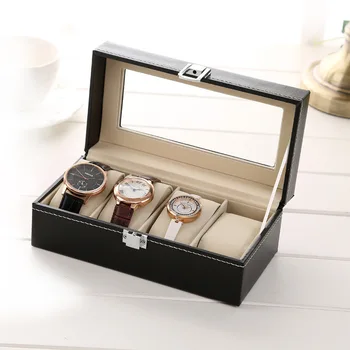 Двойна кутия за часовници 4Grids от въглеродни влакна, титуляр на корпуса за часа, Органайзер, кутия за съхранение на кварцови шкатулок за бижута, дисплей, най-добрият подарък