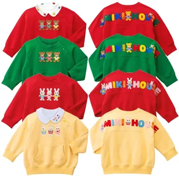 Детска мода Miki от 2 до 7 години, есен и зима, Нови момчета и момичета, букви с мече и зайче, Свободна hoody с дълъг ръкав