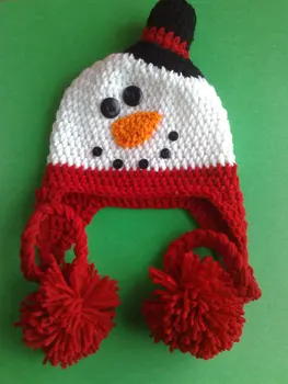 детска шапка-снежен човек с Ръчно изработени на една Кука детска Шапка-ушанка, детска Зимна шапка, Снежен човек с шапочкой, Шапка за деца, Подпори за фотосесия на Новородено