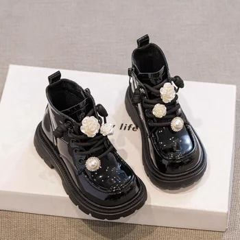 Детски ботиночки, ботиночки за момичета, черни, 2023, зимни обувки за момичета, къси ботиночки, обувки принцеси за момичета Ugg ботуши Дамски Зимни Zapatos Niña