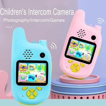 Детски играчки с камера за вътрешна връзка, Играчки с видео камера с двойна леща, Акумулаторна музикална детска камера с USB, Подаръци за рожден ден, Детски играчки