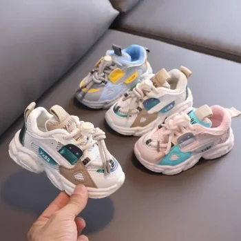 Детски обувки за момчета и момичета, детски ежедневни обувки са с дишаща мрежа, нескользящая детски спортни обувки, размер 25-36