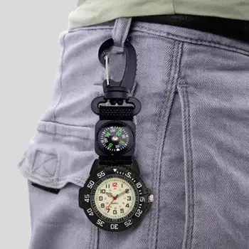 Джобни часовници за туристи Подарък часовник С светящимся циферблат кварцов Ръчен карабина Спортни туристически часовници за къмпинг
