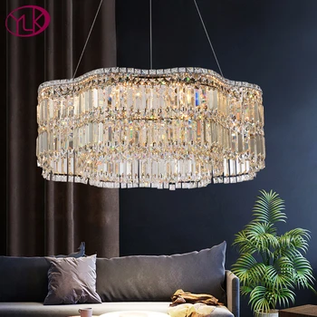 Дизайнерски кристален полилей YOULAIKE за хола, нова модерна кристален led лампа за дома, лампа cristal с регулируема яркост.