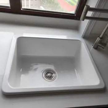 Домакински вградена кухня керамична мивка за измиване на зеленчуци, мивка за бельо на балкона, една малка потребителска мивка, мивка 60 cm,