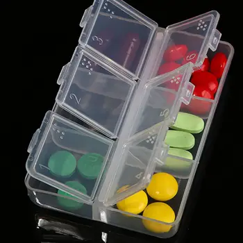 Домашен пластмасови склад, 6-дневни кутия за хапчета с брайлови, Държач за лекарства, контейнер за таблетки.