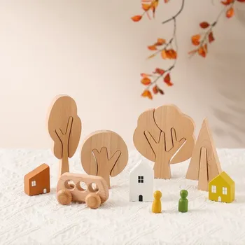 Дървен блок Играчка За деца Сам за Оцветяване на Дърво Развитие на Игра-пъзел Монтесори Подаръци, Украса на стаята Реквизит за снимки