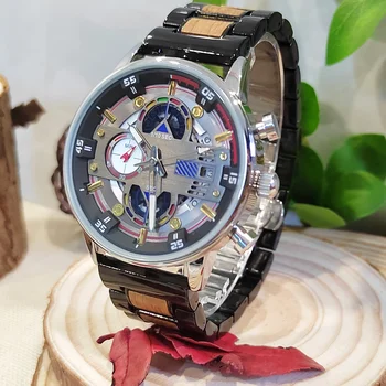 Дървени ръчни часовници за мъже, водоустойчиви часовници с уникален дизайн, мъжки дървени часовници Ckock с хронограф, директна доставка