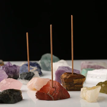 Държач за тамян от естествен Кварцов Камък 1БР Изцеление Ахат Purple Pink White Crystal в Основата на Тамян Украса От Скъпоценни Камъни за Ароматерапия