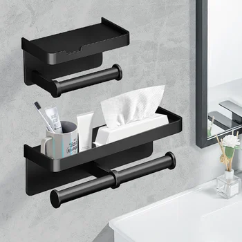 Държач за тоалетна хартия от алуминиева сплав, Самоклеящийся органайзер за козметика в банята, на Притежателя на ролка тоалетна хартия, Аксесоари за кухня в банята
