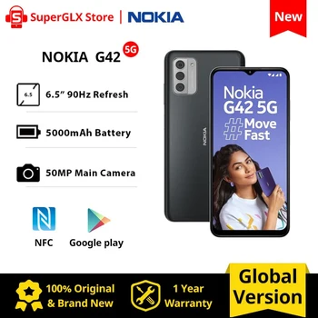 Една нова Глобална версия на смартфона Nokia G42 Snapdragon 480 + 5G с NFC актуализация на Android 13 90 Hz 6,56 'Батерията 5000 ма 50-Мегапикселова Тройната Камера