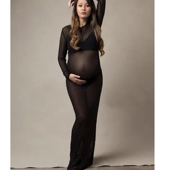 Еластичен реквизит за снимки на бременни, секси прилепнали дълги рокли, дамски дрехи за бременни, за фотосесии, дрехи