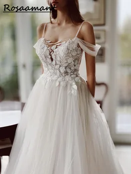 Елегантна сватбена рокля на Русалка с открити рамене, дантелено сватбена рокля за булката, vestidos de новия playa, тюлевый струята