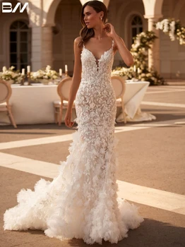 Елегантни вечерни рокли с дълбоко V-образно деколте, апликация от пайети, сватбена рокля 