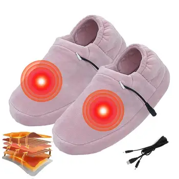 Електрически нагревател за краката, USB-топло на краката, мини меки флисовые чехли, согревающая обувки за възрастни за четене, пътуване, работа