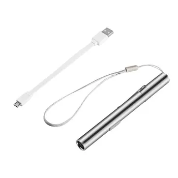 Енергоспестяващ Удобен преносим USB-акумулаторна мини-фенерче във формата на писалка, led фенерче с клипс от неръждаема стомана, открит