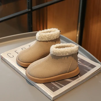 Есенно-зимни зимни обувки за малки момичета и момчета, градинска детска ежедневни обувки подметка, детски плюшен обувки с памучна подплата, детски обувки